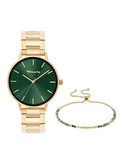 Damen Uhr & Armband Set  -  Green Combination