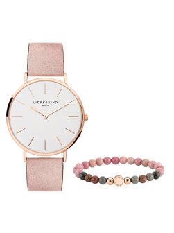 Damen Uhr & Armband Set  -  Leather & Beads