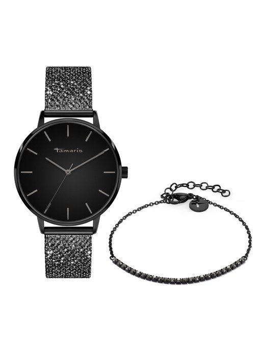 Damen Uhr & Armband Set  -  The Sparkling Black