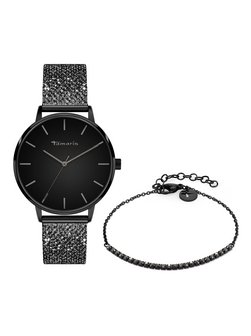 Damen Uhr & Armband Set  -  The Sparkling Black
