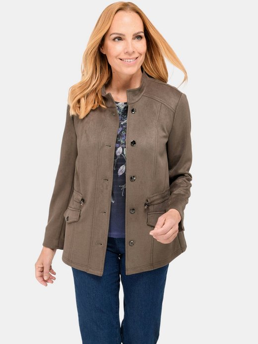 Damen Velourslederimitat-Blazer