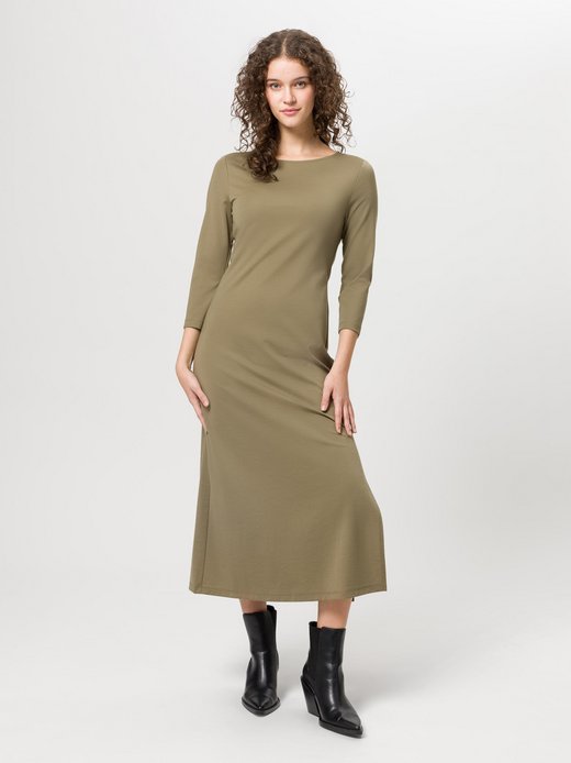 Damen Wadenlanges Jersey-Kleid