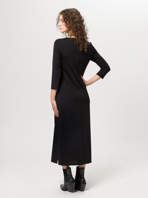 Damen Wadenlanges Jersey-Kleid