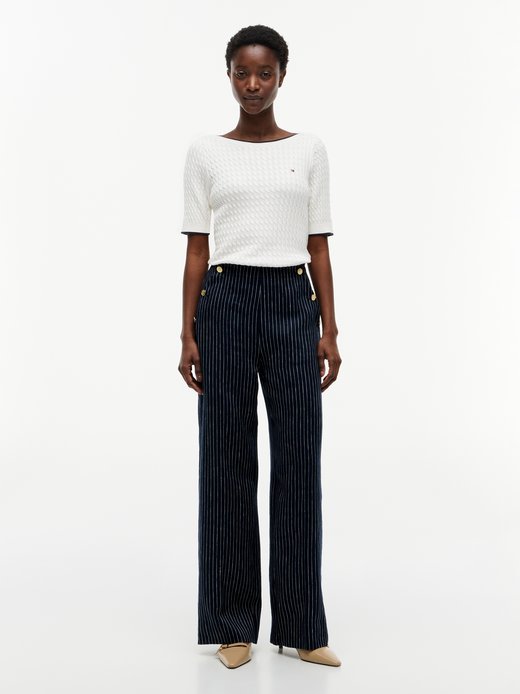 Damen Weite Hose mit Leinen