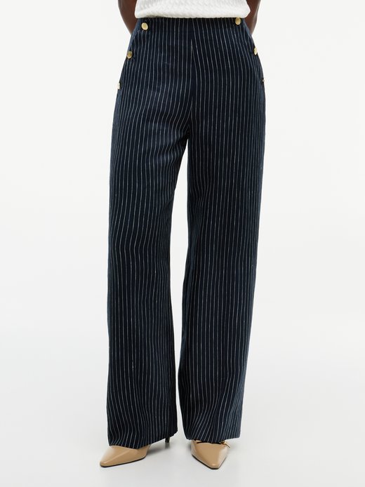 Damen Weite Hose mit Leinen