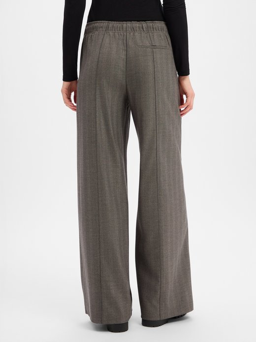 Damen Wide Leg Hose - Melane herringbone