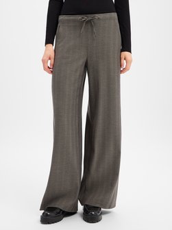 Damen Wide Leg Hose - Melane herringbone