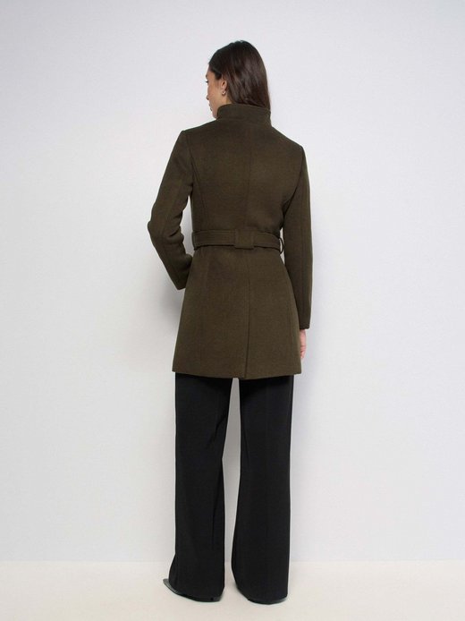Damen Wollmantel - Button Detail