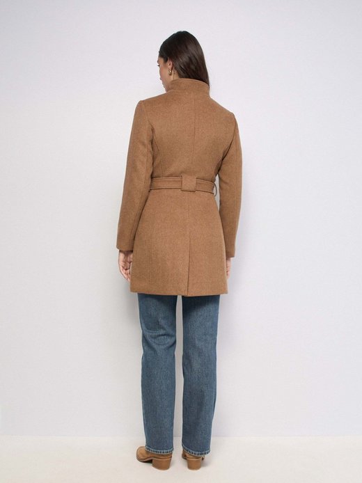 Damen Wollmantel - Button Detail
