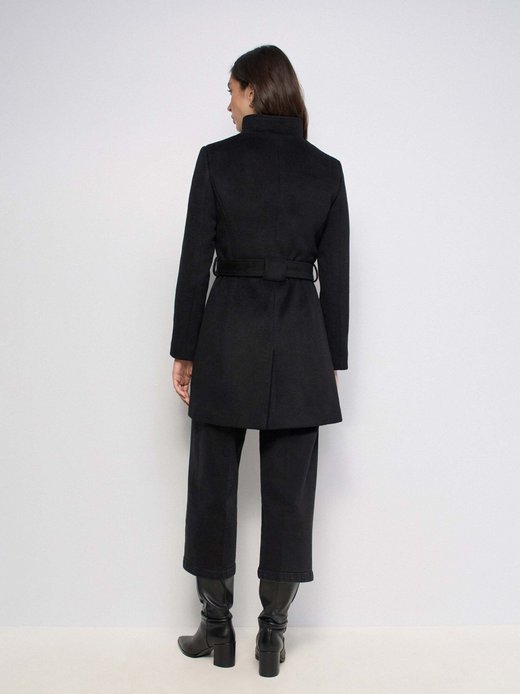 Damen Wollmantel - Button Detail
