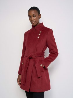 Damen Wollmantel - Button Detail