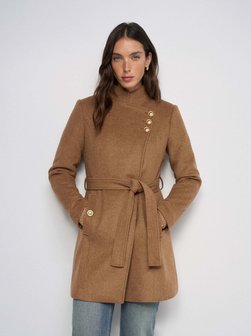 Damen Wollmantel - Button Detail