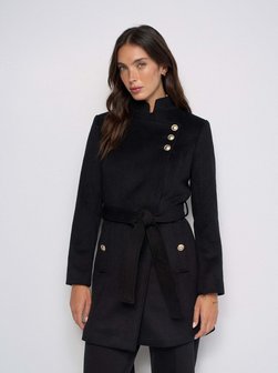 Damen Wollmantel - Button Detail