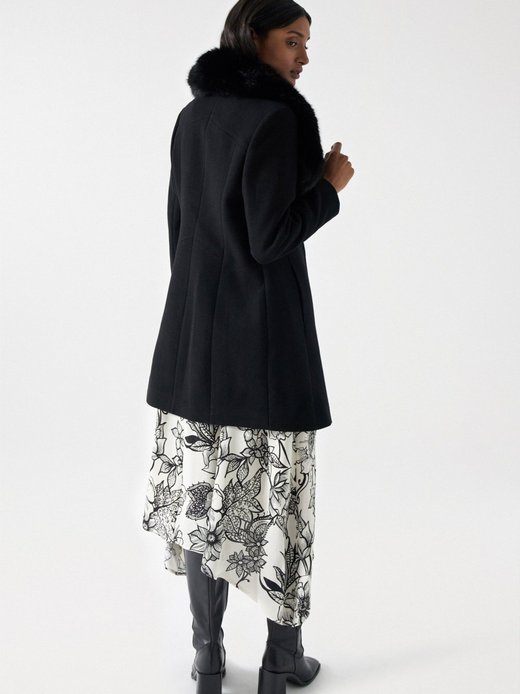 Damen Wollmantel - Wool Coat With Fur Collar