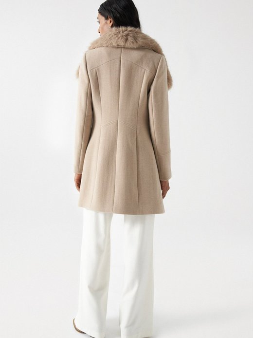 Damen Wollmantel - Wool Coat With Fur Collar