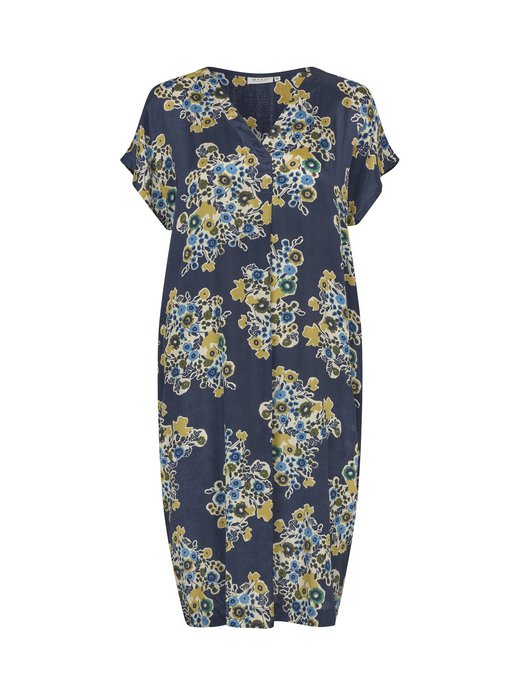 Damen knielanges Blusenkleid mit kurzen Ärmeln