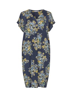 Damen knielanges Blusenkleid mit kurzen Ärmeln