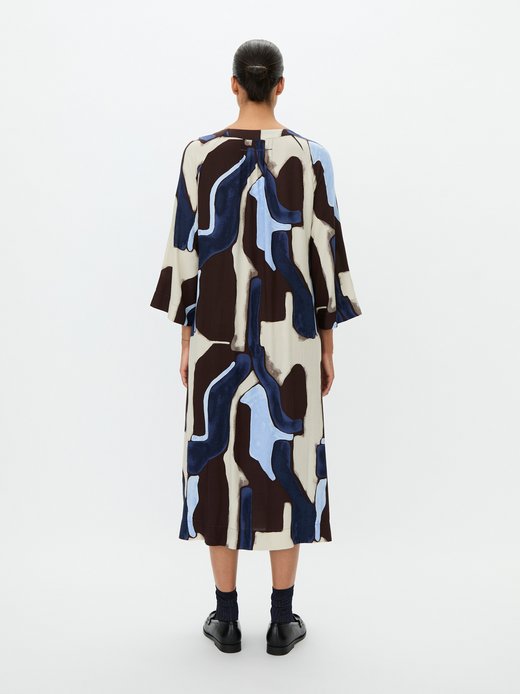 Damen mittellanges Blusenkleid mit langen Ärmeln