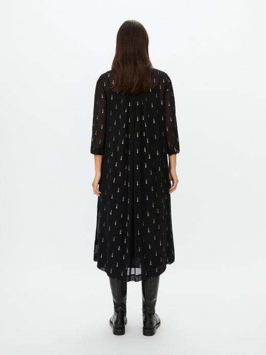Damen mittellanges Blusenkleid mit langen Ärmeln