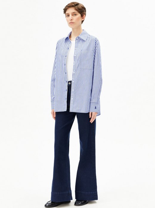 Damska bluzka koszulowa - Stripe Loose