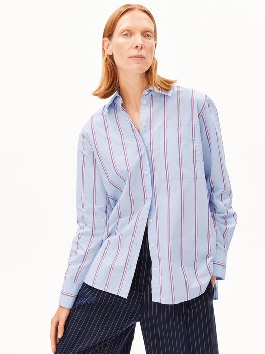 Damska bluzka koszulowa - Stripe Loose