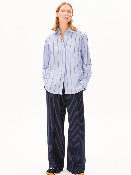 Damska bluzka koszulowa - Stripe Loose