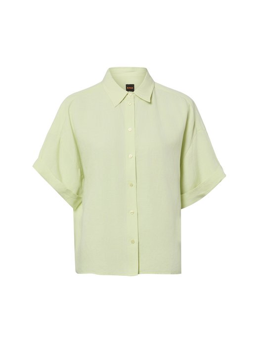 Damska bluzka koszulowa z lnem - Bisenas