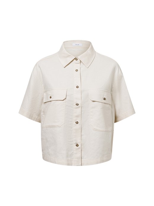 Damska bluzka koszulowa z zawartością lnu - Fringo