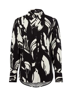 Damska bluzka koszulowa z zawartością lnu - Zerlian floral