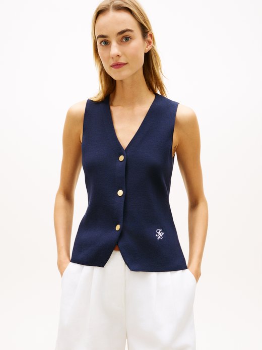 Damska kamizelka z dzianiny - Full Needle Slim Vest