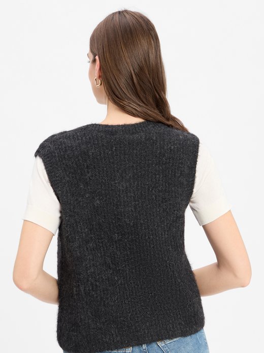 Damska kamizelka z dzianiny z zawartością alpaki - East