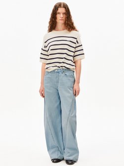 Damska koszula z dzianiny z zawartością lnu - Stripe Linen Blend