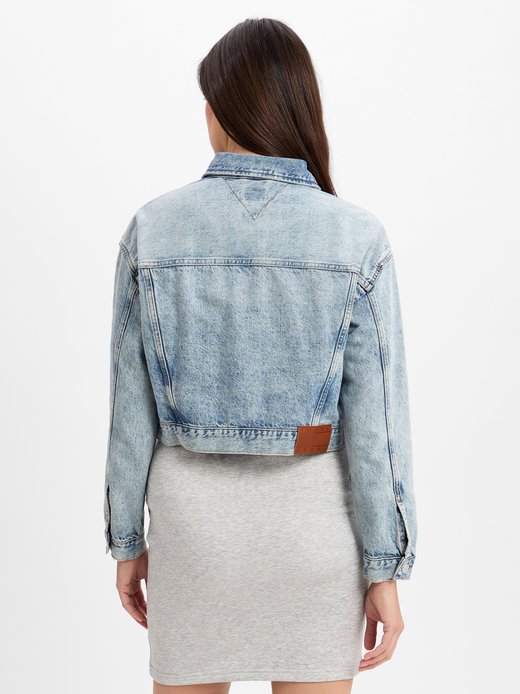 Damska kurtka dżinsowa - Oversized Cropped Fit Trucker