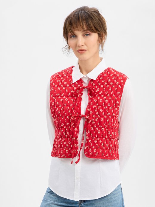 Damska pikowana kamizelka z lnem -