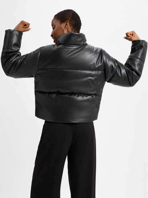 Damska pikowana kurtka ze sztucznej skóry - Georgia