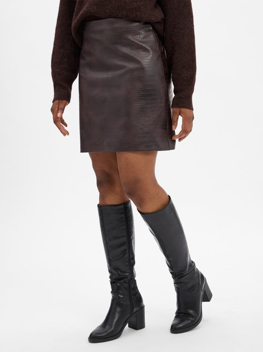 Damska spódnica ze sztucznej skóry - Saron