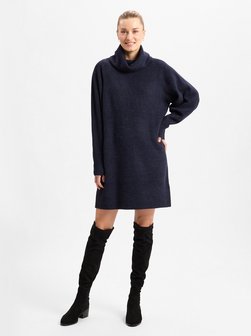 Damska sukienka z dzianiny z wykończeniem z alpaki - Folibia