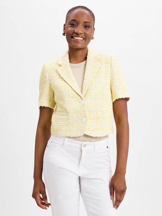 Damski żakiet z krótkim rękawem z bouclé