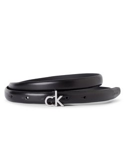 Damski pasek ze skóry nappa - CK Buckle Skinny Belt