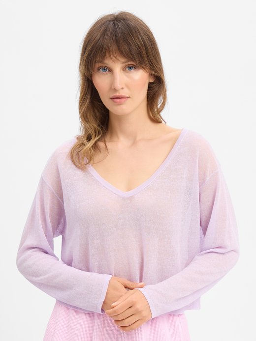 Damski sweter z dzianiny z dodatkiem lnu - Epaky