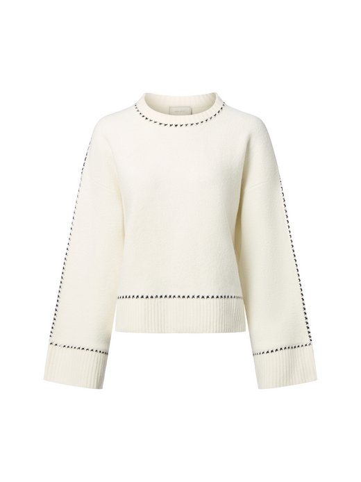 Damski sweter z dzianiny z wełną - Roeme