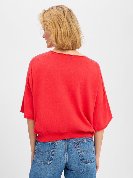 Damski sweter z krótkim rękawem i kaszmirem - Dilary