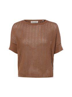 Damski sweter z krótkim rękawem i zawartością lnu