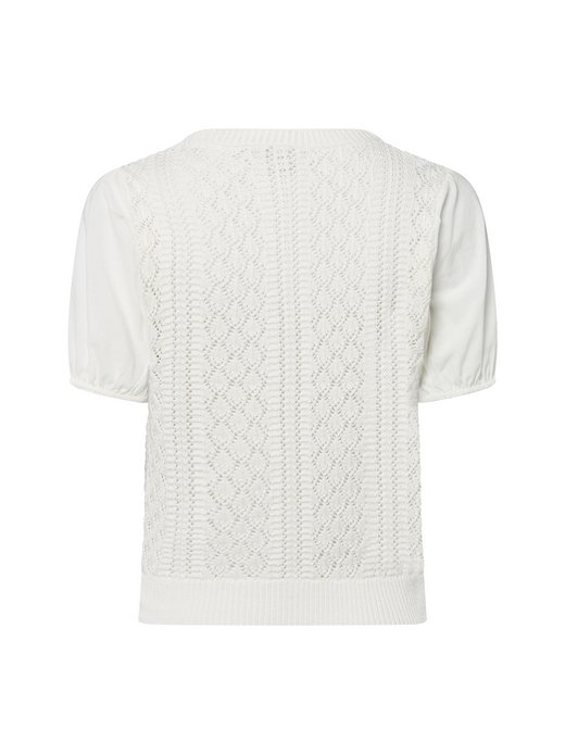 Damski sweter z krótkim rękawem z koronkowej dzianiny