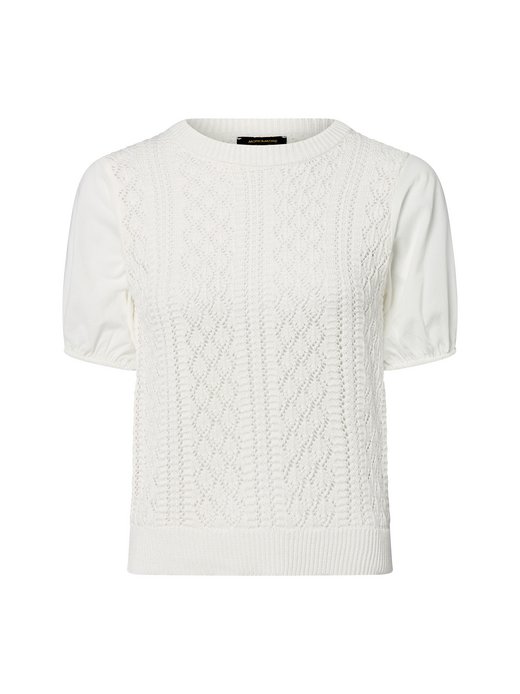 Damski sweter z krótkim rękawem z koronkowej dzianiny