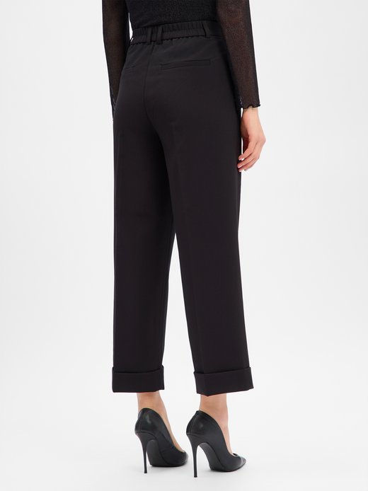 Damskie spodnie materiałowe - Meeri crisscross