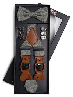 Artikelbild Herren Accessoire-Set aus Leinen von Finshley & Harding London in grün meliert