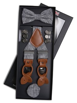 Artikelbild Herren Accessoire-Set aus Leinen von Finshley & Harding London in marine meliert