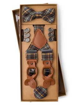 Artikelbild Herren Accessoire-Set von Finshley & Harding London in blau gelb kariert