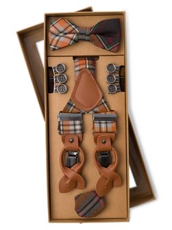 Artikelbild Herren Accessoire-Set von Finshley & Harding London in orange grau kariert